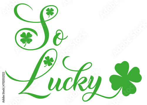 Lucky quote Green Four Leaf Irish Clover vector illustration © George