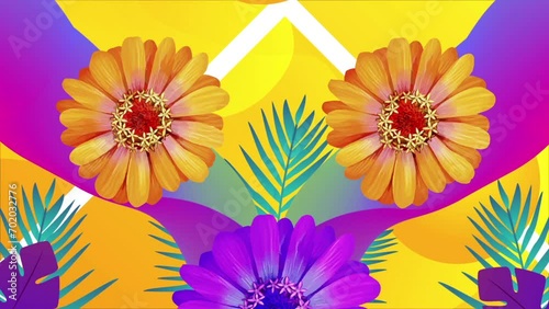 tropical hawaiian flower cartoon background animation
