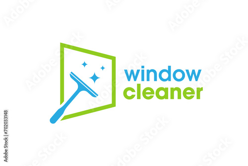 Window cleaning service logo. Window glass cleaning vector logo