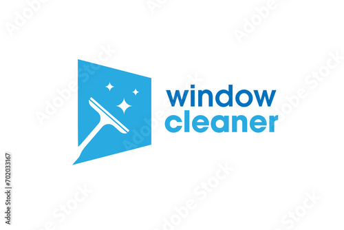 Window cleaning service logo. Window glass cleaning vector logo