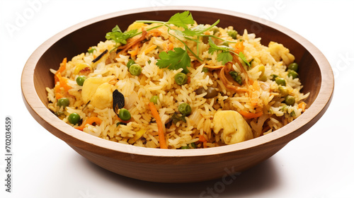 Vegetable Biryani Isolated Background  Generative Ai