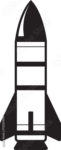 Vector black and white rocket illustration