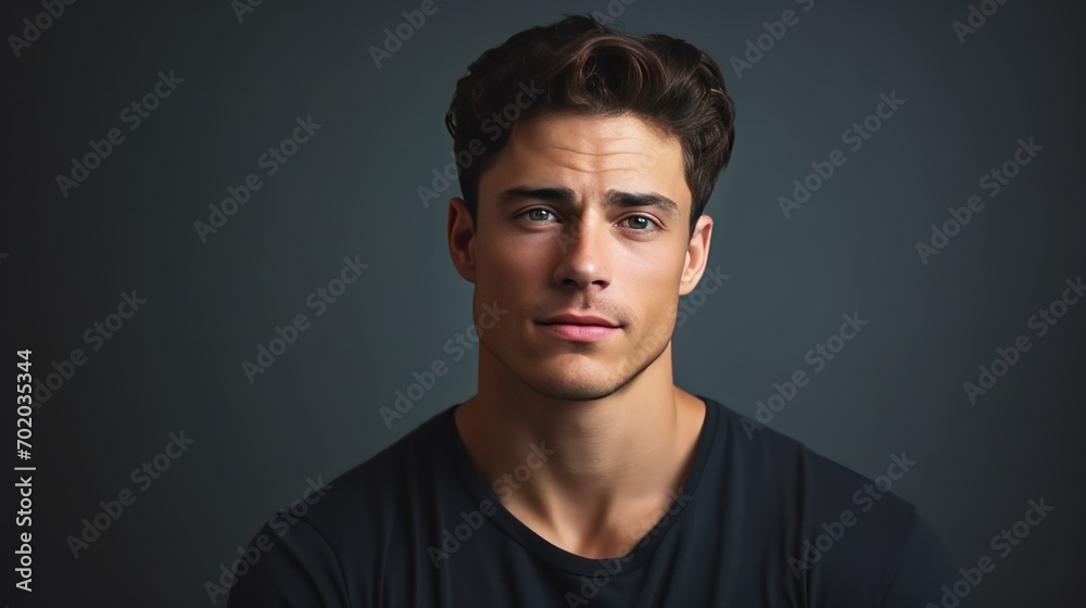 Contemplative young man isolated on gray background Contemplative young man isolated on gray background