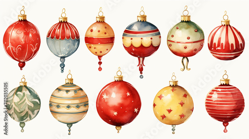 Watercolor Christmas ornament Christmas illustration Generative Ai