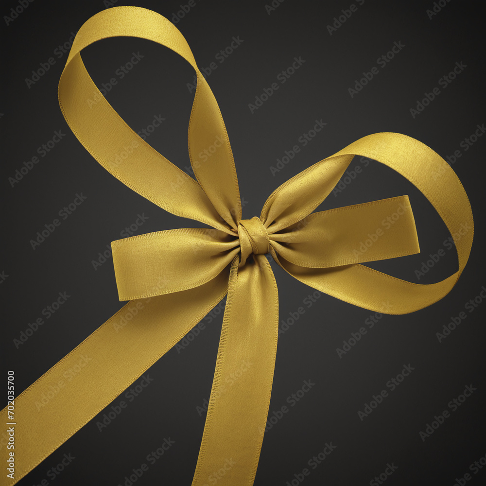 Beautiful yellow golden tied ribbons on black dark background Beautiful yellow golden tied ribbons on black dark background