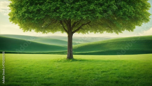 Serene Meadow with Central Tree