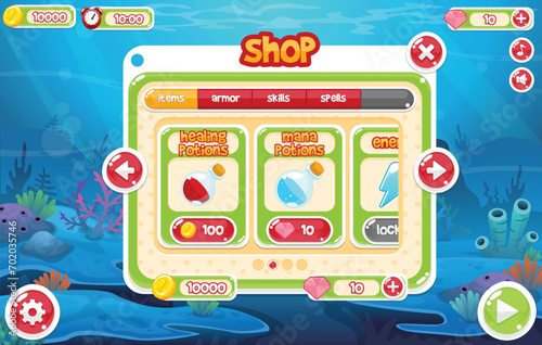 Underwater Sea Video Game Graphical User Interface