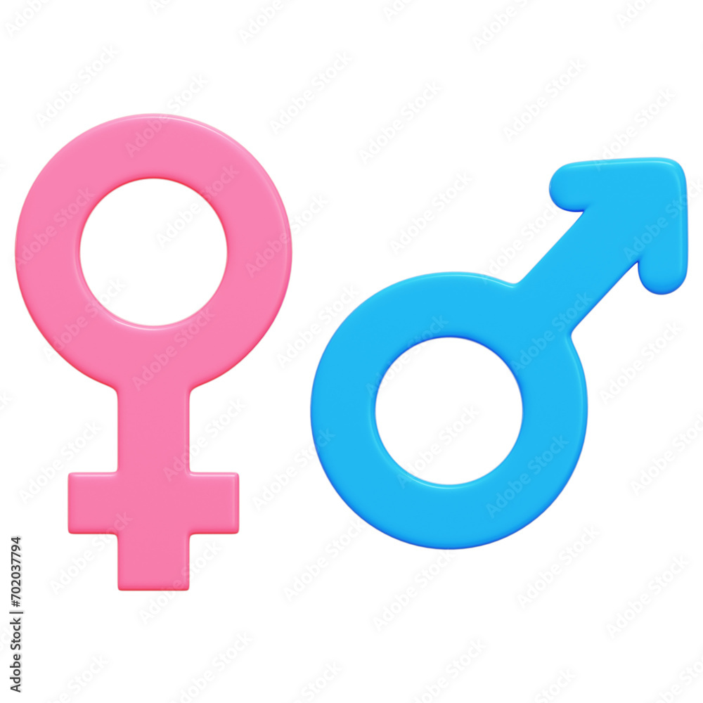 Male & Female Gender Symbol 3D Rendering Icon Isolated Transparent Background Male & Female Gender Symbol 3D Rendering Icon Isolated Transparent Background
