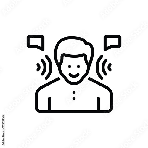 Black line icon for active listening 