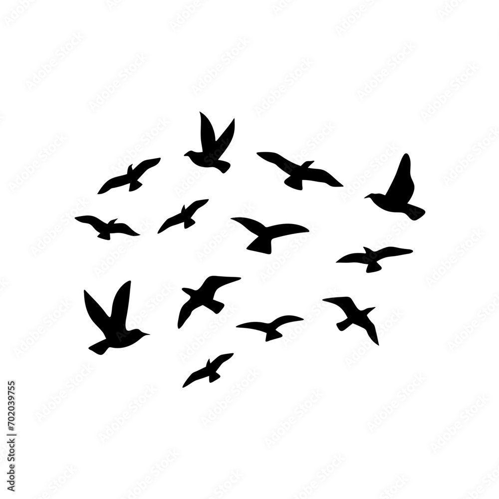Flock of flying birds silhouette Flock of flying birds silhouette