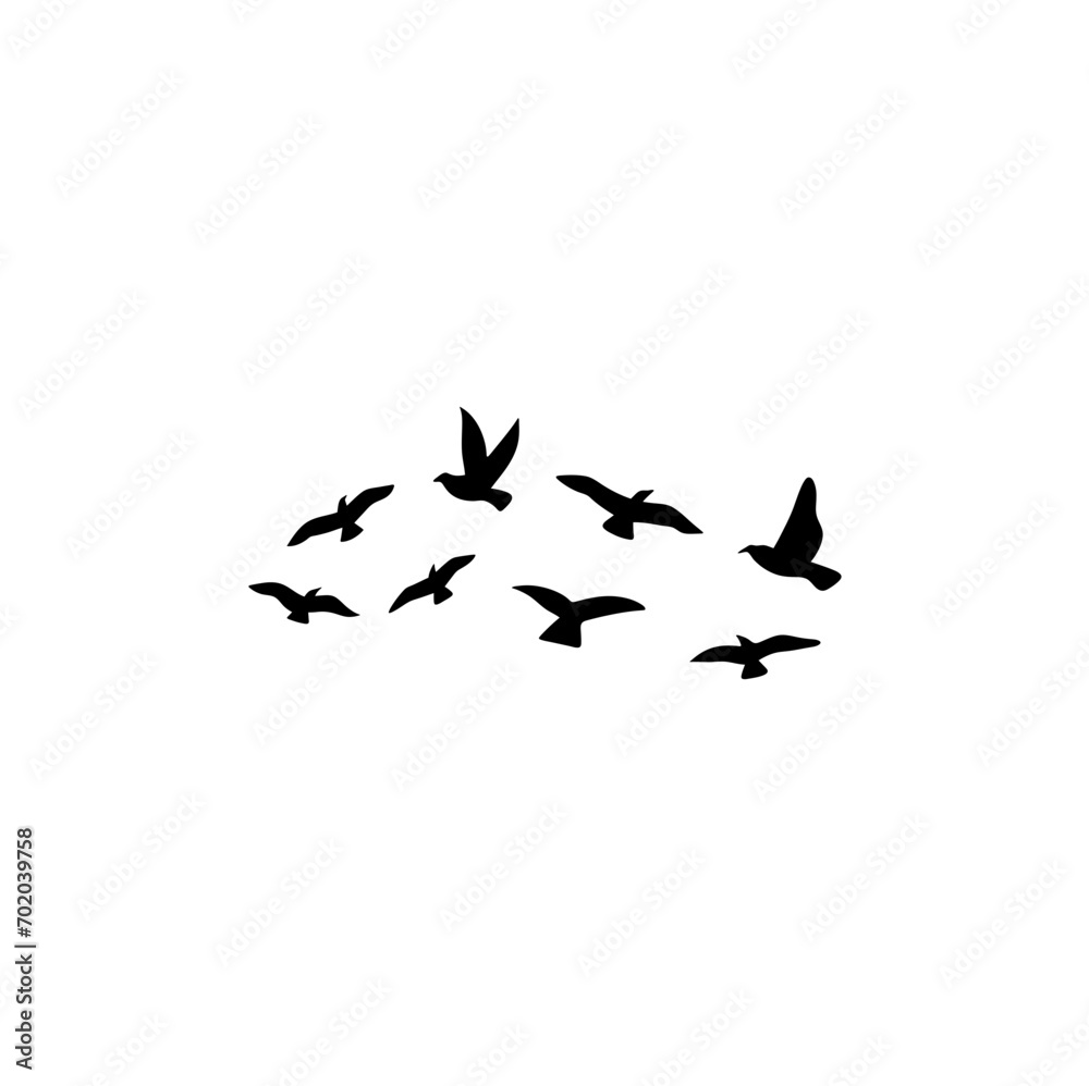 Flock of flying birds silhouette Flock of flying birds silhouette