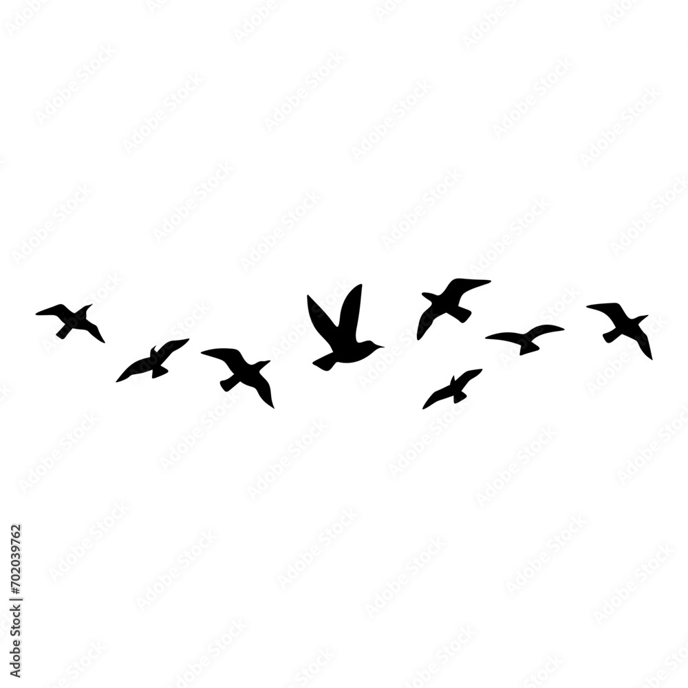 Fototapeta premium Flock of flying birds silhouette 