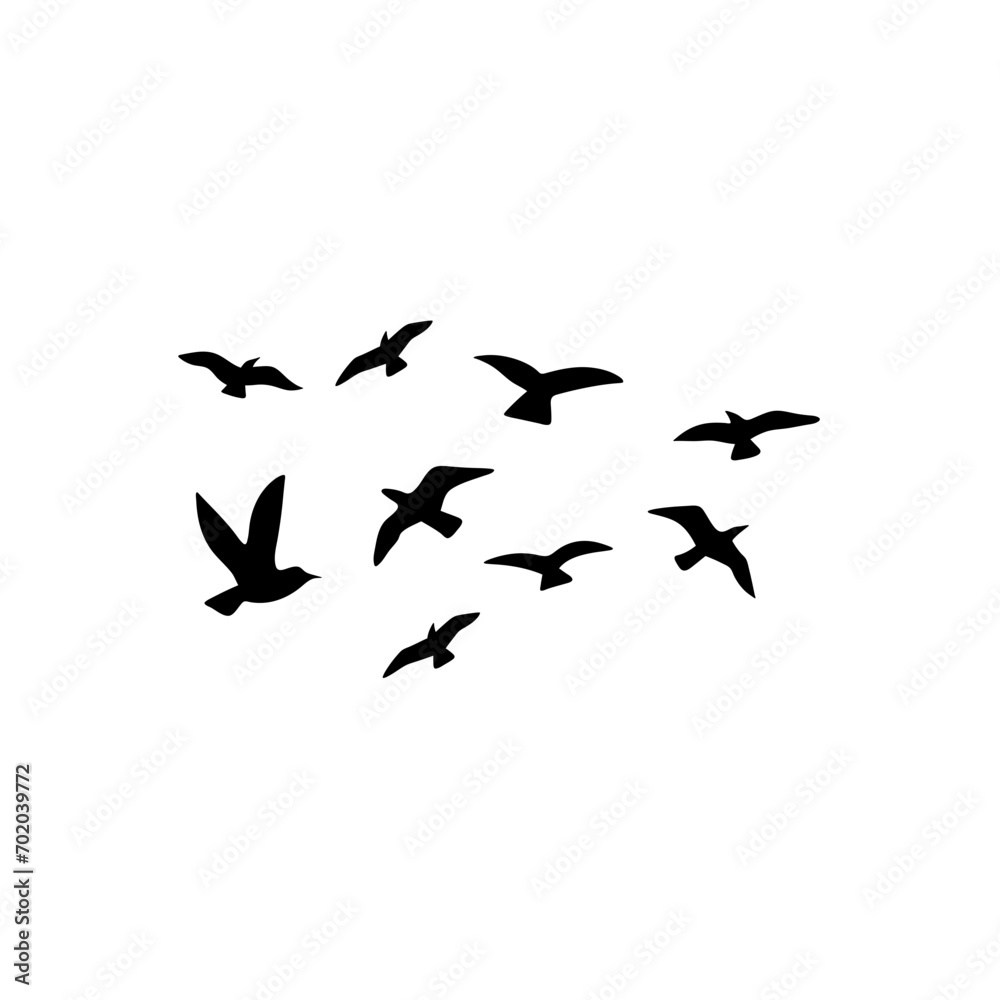 Flock of flying birds silhouette Flock of flying birds silhouette