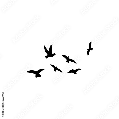 Flock of flying birds silhouette  © King