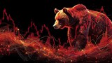Dynamic Grizzly Bear with Glowing Red Market Graphs Artwork