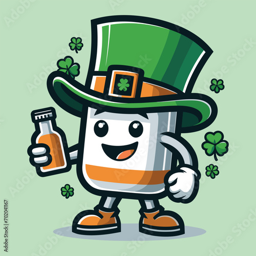Free vector cute character celebrate st patrick's day 2024 cartoon vector flat isolated illustration