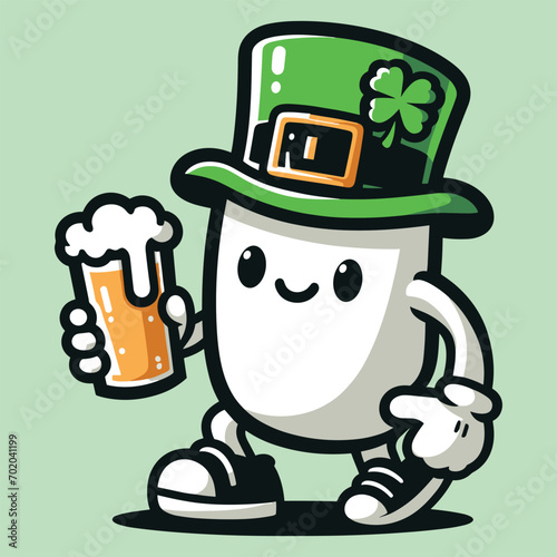 Free vector cute character celebrate st patrick's day 2024 cartoon vector flat isolated illustration