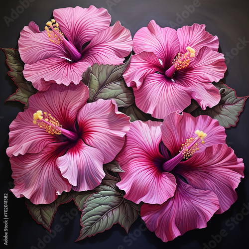Hibiscus Flowers On a Black Background