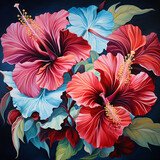 Hibiscus Flowers On a Black Background