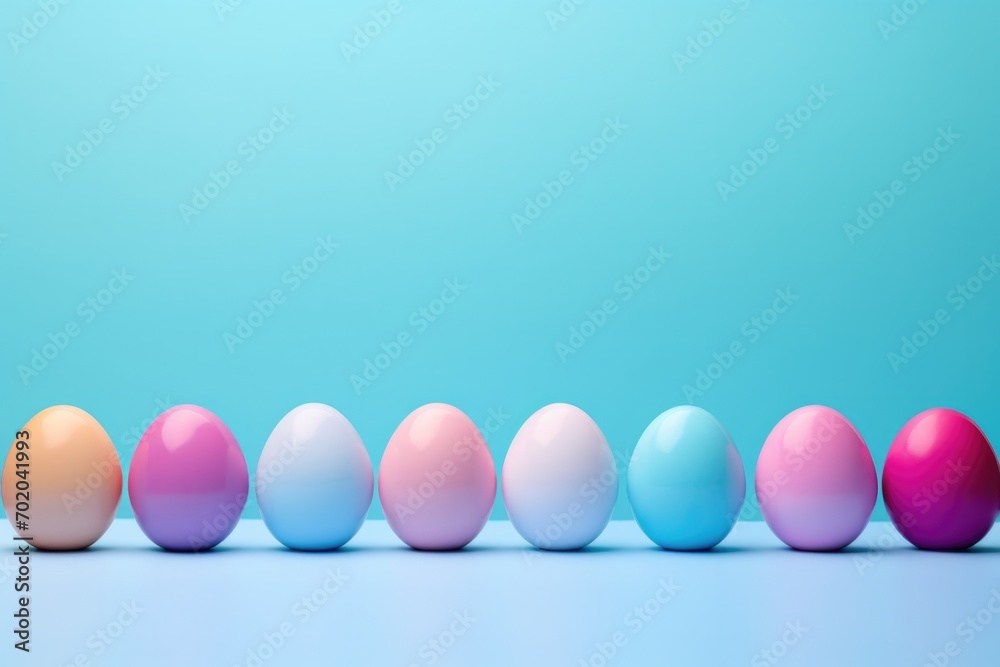 easter eggs on a spring blue background easter eggs on a spring blue background