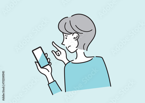 スマホ操作がうまくいかない女性