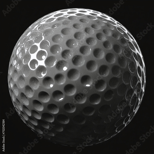 High contrast studio shot of golf ball isolated on black background with dramatic light