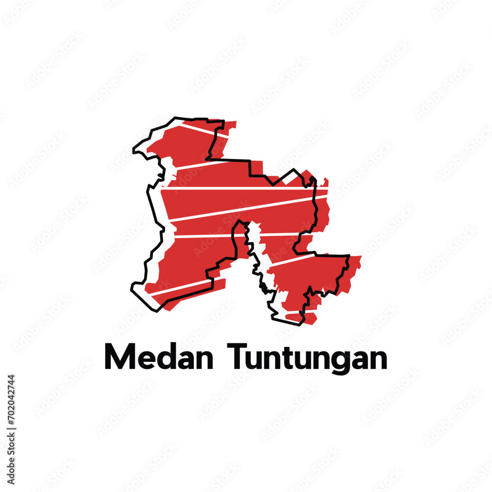 Map of Medan Tuntungan City modern outline, High detailed vector illustration Design Template, suitable for your company