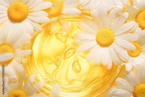Image of chrysanthemum on the surface of tea photo