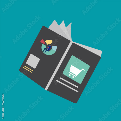 Businessman, online shopping, e-commerce, sales, ordering and shipping.Vector for graphics and web design.