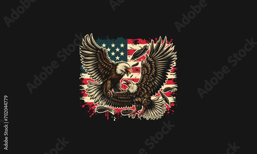 eagle fight with flag american vector artwork design