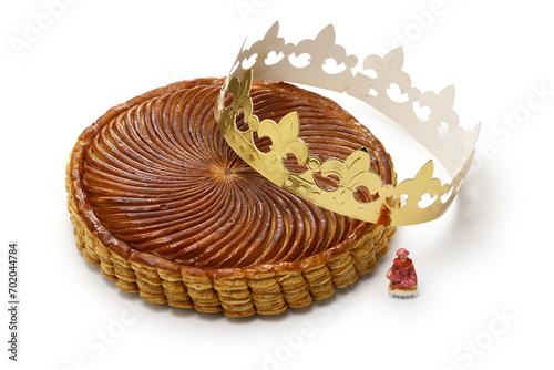 galette des rois, French king cake isolated on white background photo