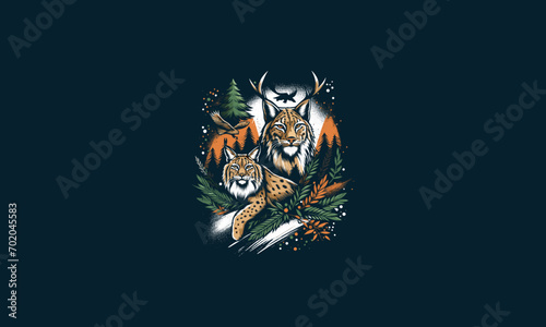 lynx on forest vector illustration artwork design