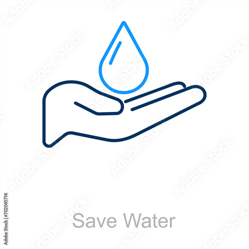 Save Water and water preservation icon concept