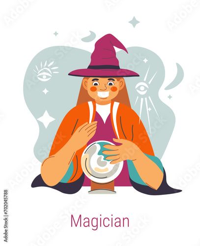 Jungian archetype of Magician, woman with ball