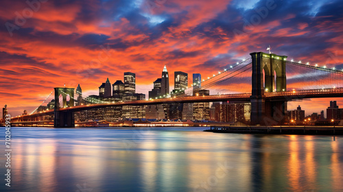 East River mit Blick auf Manhattan und die Brooklyn Bridge  New York  USA