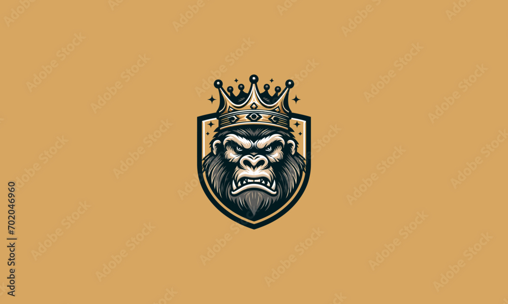 Fototapeta premium head gorilla wearing crown vector mascot design
