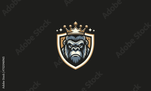 head gorilla wearing crown vector mascot design