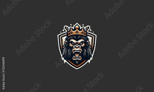 head gorilla wearing crown vector mascot design