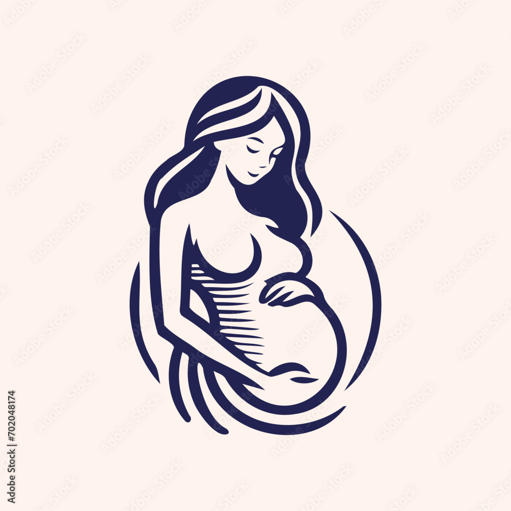 Pregnancy logo icon design vector, woman pregnant Idea logo design inspiration