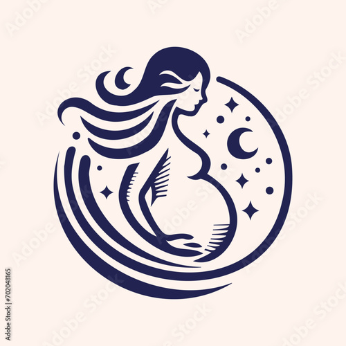 Pregnancy logo icon design vector, woman pregnant Idea logo design inspiration