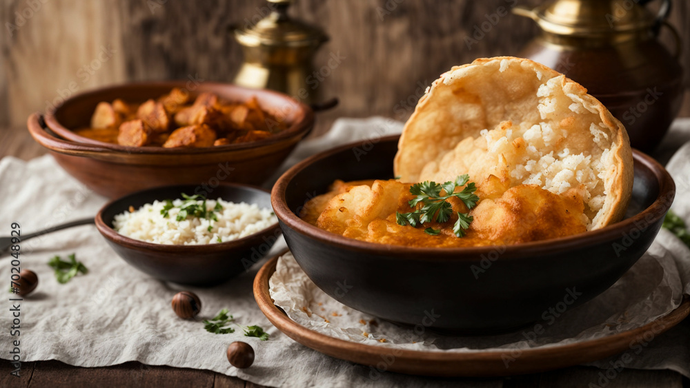 Bhature as a delectable Indian delicacy Place the beautifully plated Bhature on a pristine white background to showcase the dish's culinary finesse Bhature as a delectable Indian delicacy Place the beautifully plated Bhature on a pristine white background to showcase the dish's culinary finesse
