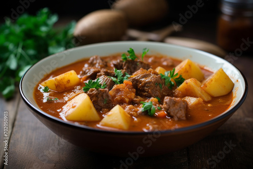 Beef and potato stew generative AI photo
