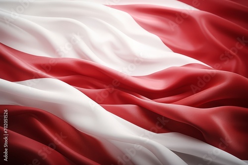 Red and white satin fabric wave, Poland or Indonesia flag color