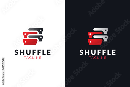 Letter S card logo design. Casino, betting, poker logo icon. Shuffle logo icon photo