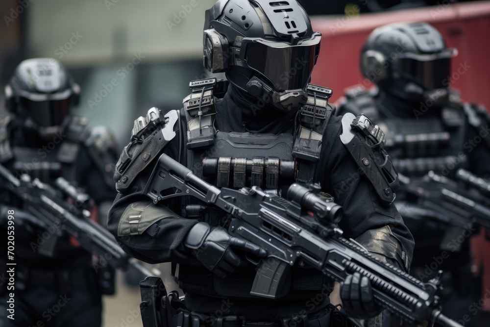 close up of a soldier with a machine gun on a dark background, AI Generated close up of a soldier with a machine gun on a dark background, AI Generated