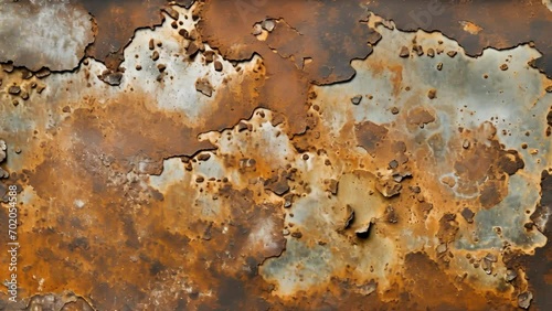 A closeup of rust forming on a metal surface, showcasing the effects of oxidation in our everyday lives. photo
