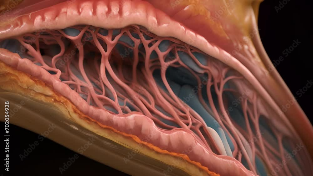 Magnified view of the structures of the larynx and vocal cords