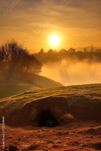 Sunrise over a megalithic tomb 