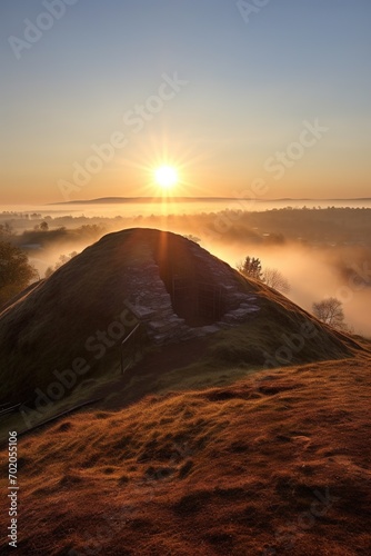 Sunrise over a megalithic tomb 