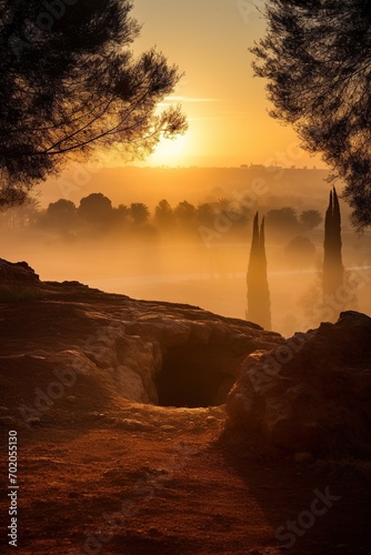 Sunrise over a megalithic tomb 